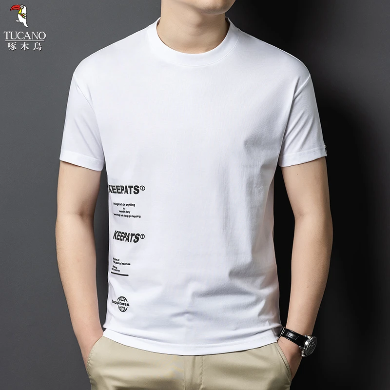 啄木鸟2025春季亲肤柔软日常百搭时尚经典大方男士上衣短袖