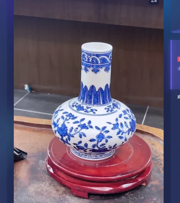 景德镇陶瓷供应链青花花卉瓜果纹画片扁瓶22y