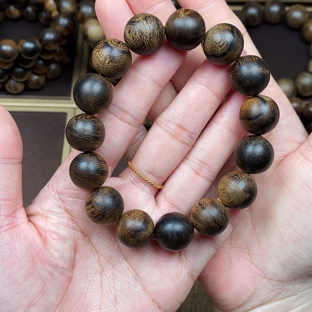 沉香手串越南芽庄白棋楠虎皮缨子瘤疤沉水