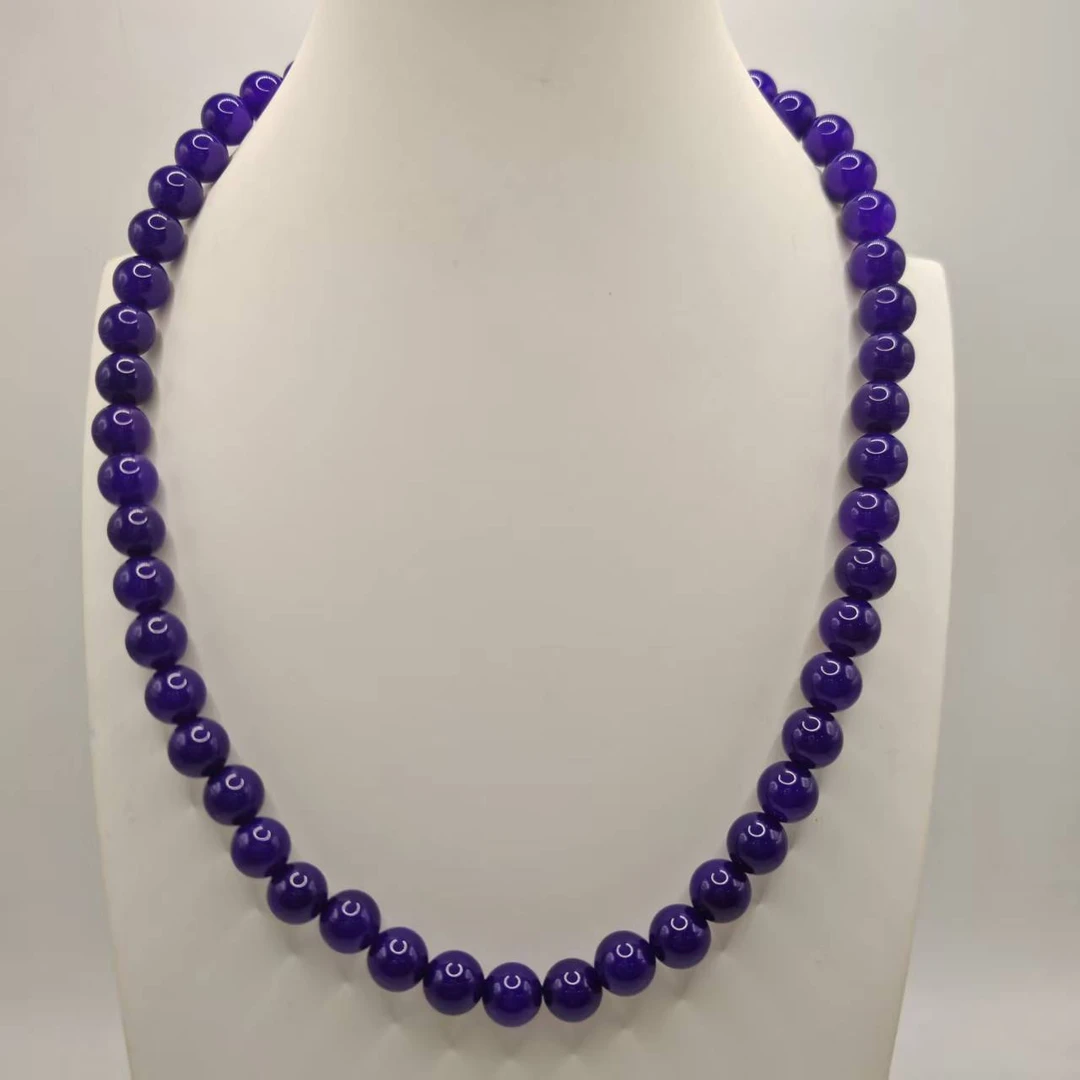 844百搭款紫色10mm圆珠项链