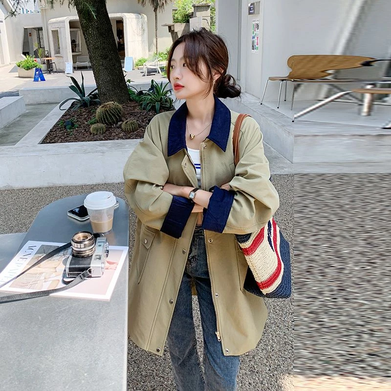 今年流行卡其色风衣外套女春秋款韩版宽松显瘦高级感休闲大衣POLO