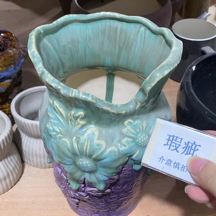 紫砂花盆多肉植物盆瑕疵有孔