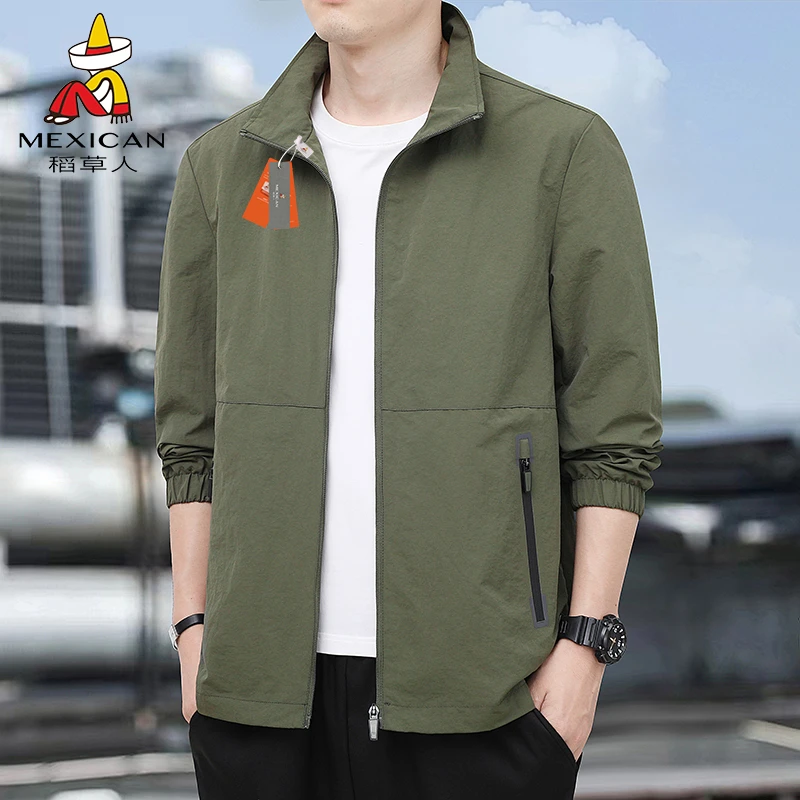 Mexican/稻草人男士春秋季外套休闲百搭宽松薄款运动免烫商务夹克