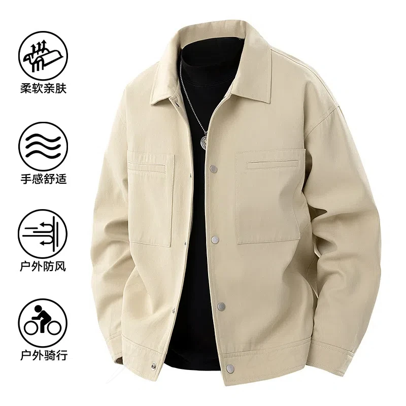 2025年新款潮牌痞帅外套男士春秋季时尚休闲工装夹克行政夹克上衣