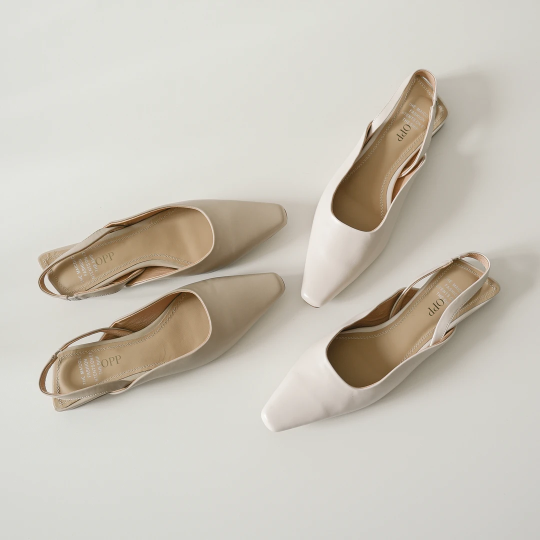 跟高1cm/693/夏季韩版简约大方真皮后空平跟一字带包头凉鞋