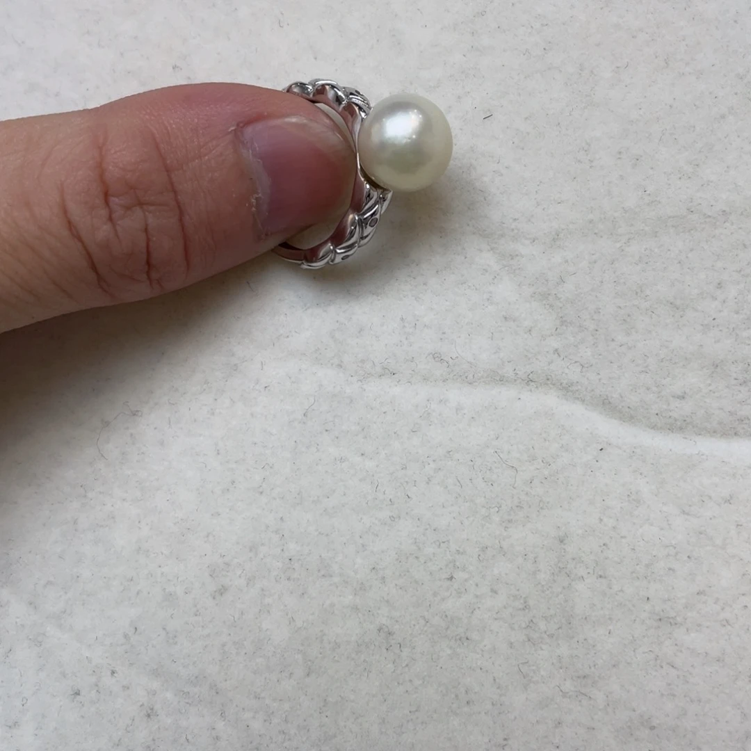 戒指银S925镶嵌海水珍珠