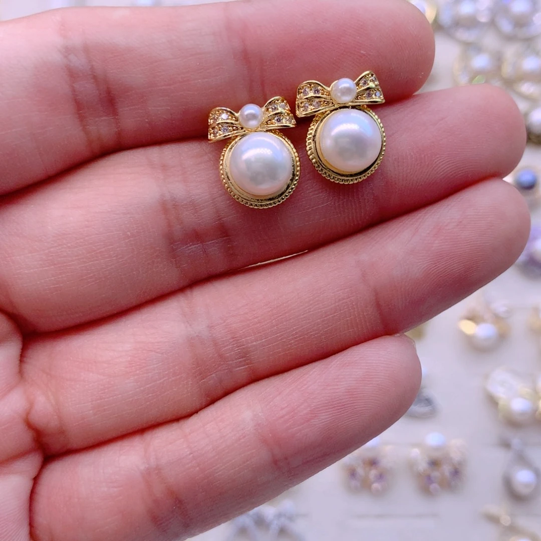 合金淡水珍珠耳饰