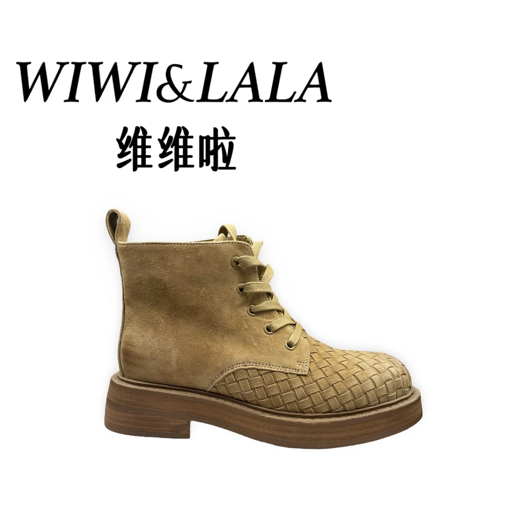【维维啦】AW冬款羊京编织马丁靴短靴绒里8801-26