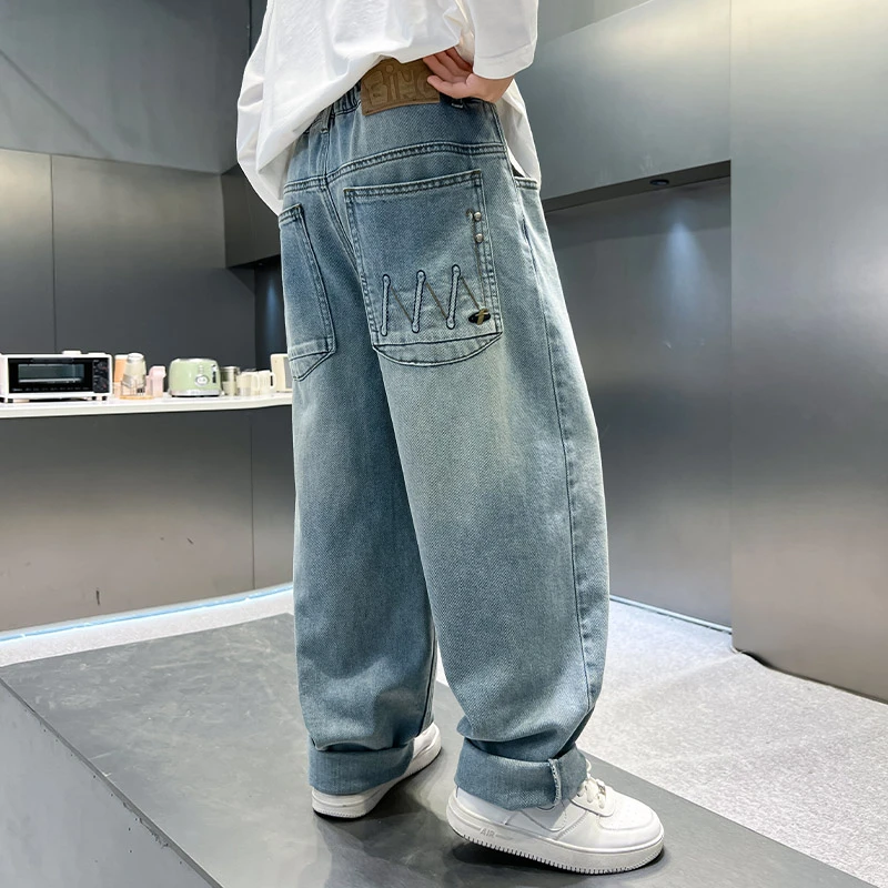 男童秋装裤子长裤2025新款春秋款中大童男孩秋季儿童炸街牛仔裤潮