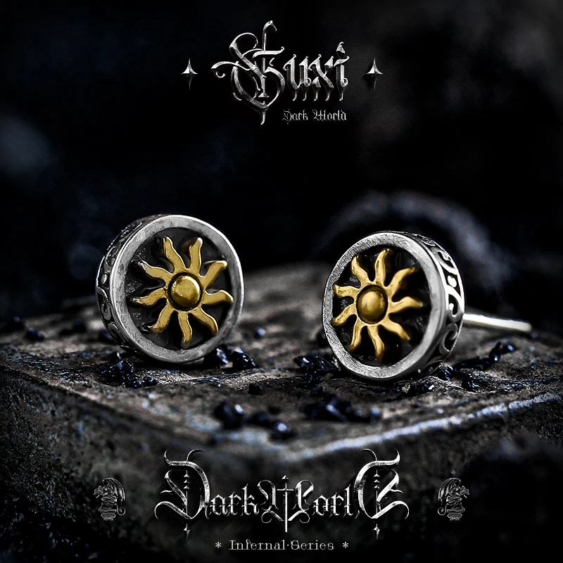 GUXI/古西 925银耳饰 【曜灵】复古高级感养耳洞太阳耳饰小众饰品