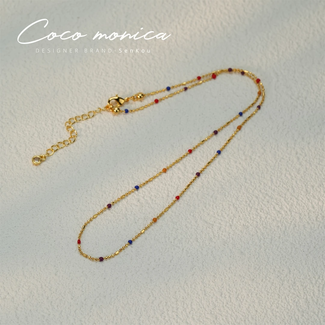 铜合金项链 手工气质时尚百搭小众简约彩色AB145