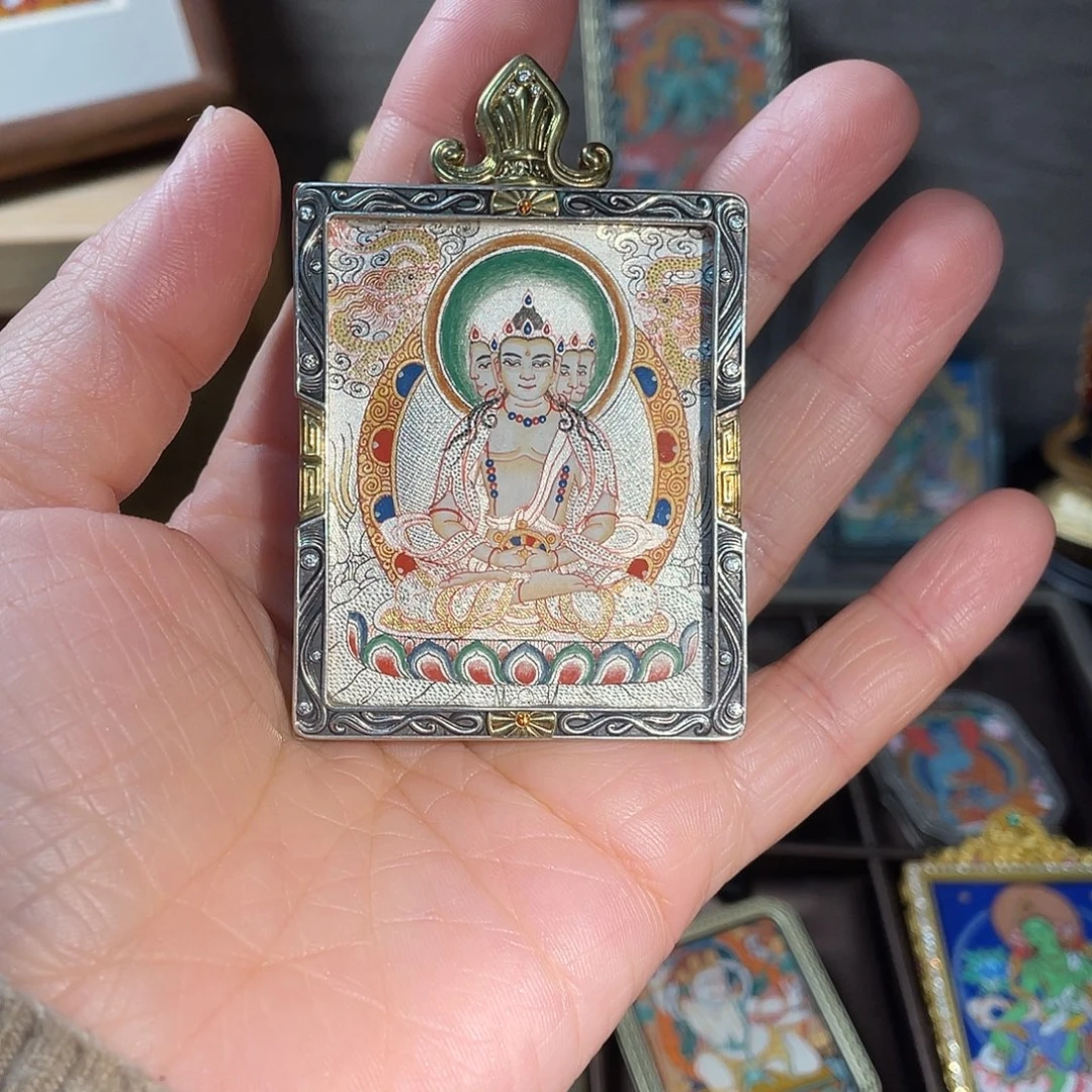 吊坠大日如来热贡唐卡