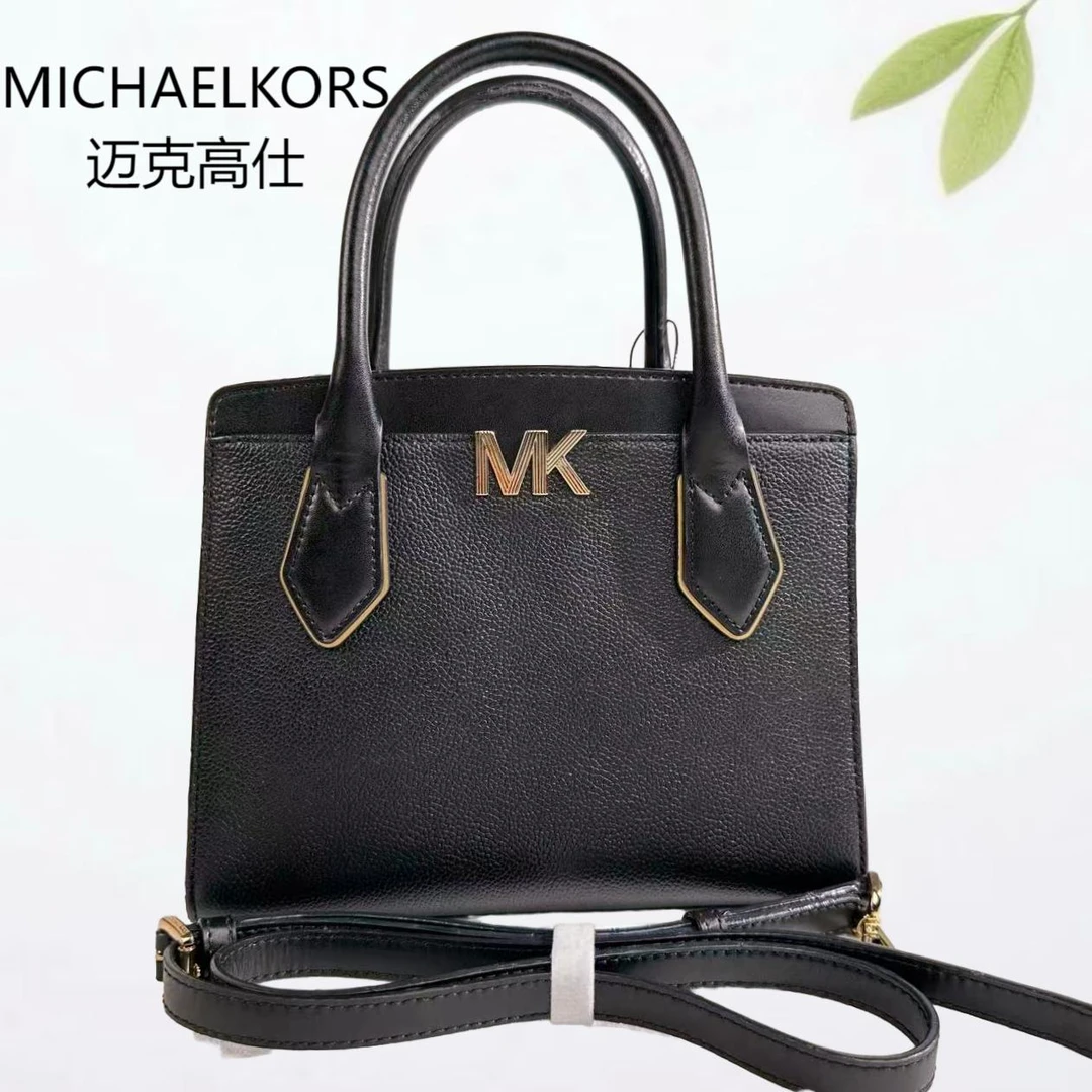 95新 MICHAEL KORS/迈克高仕 黑金手提斜挎包G25804361底长23X19