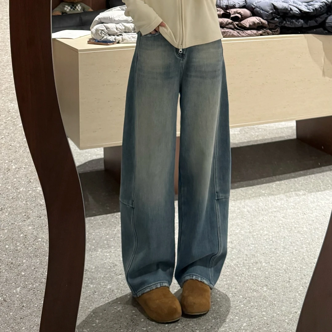 SUMU/宿慕冬季加绒加厚立体裁剪弯刀牛仔裤牛仔长裤35116小雨女装