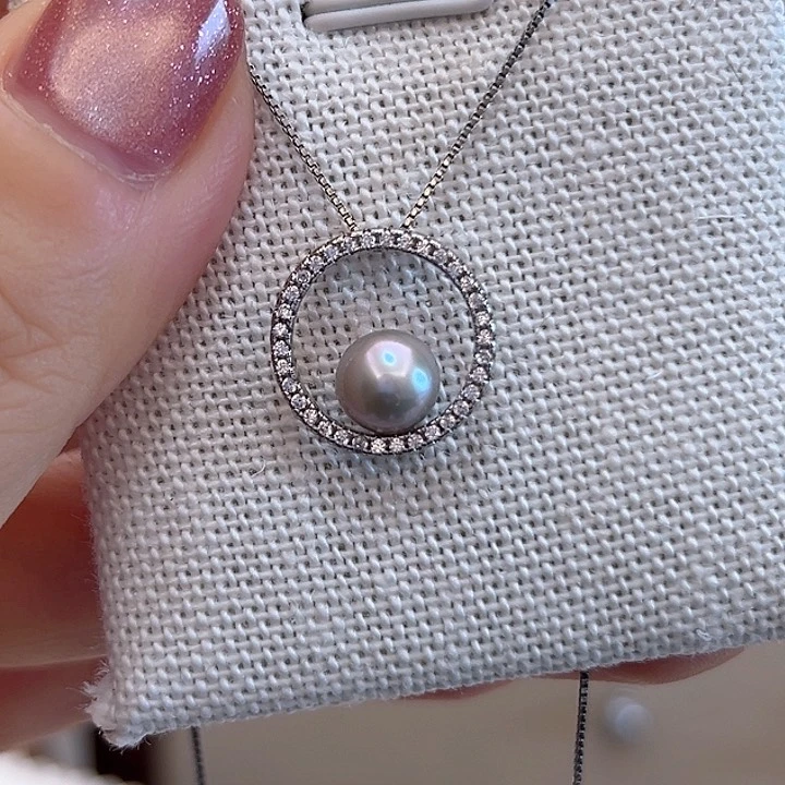 海水珍珠银S925镶嵌颈饰