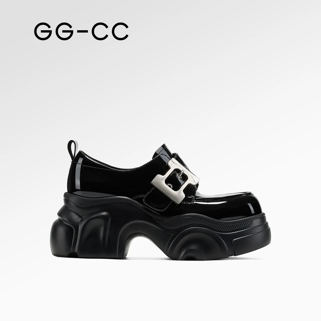 GG-CC【流浪诗人】秋季新款英伦风饰扣厚底乐福鞋女百搭单鞋子5018