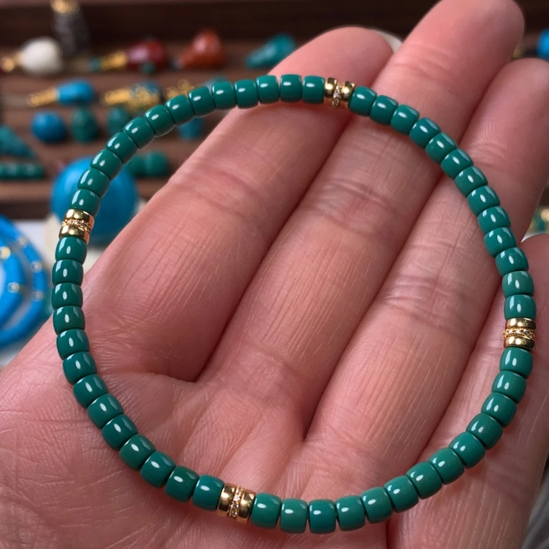 绿松石手串18K金镶嵌