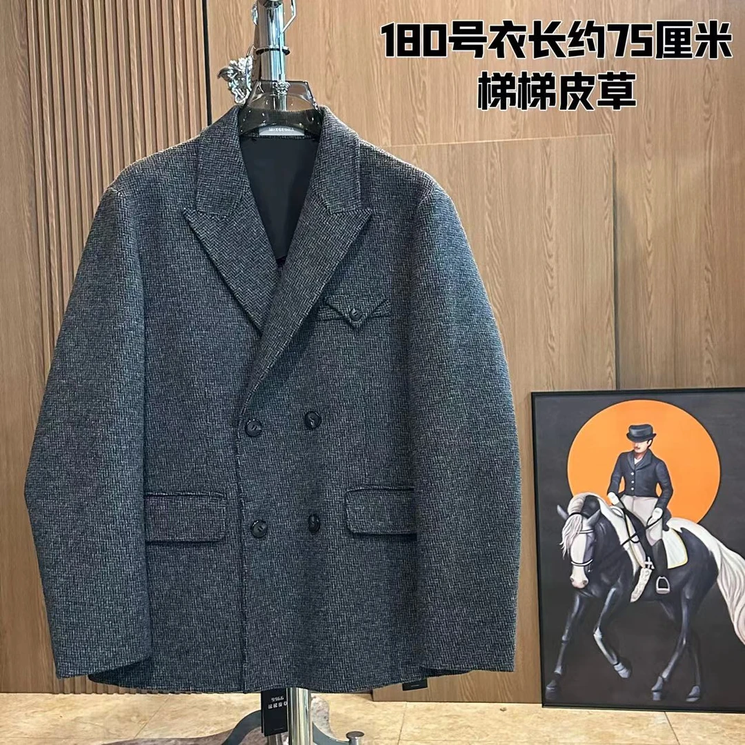 男士毛呢西服冬季外套【轻奢商务】欧货潮品秋冬深灰色现货嘎嘎板正