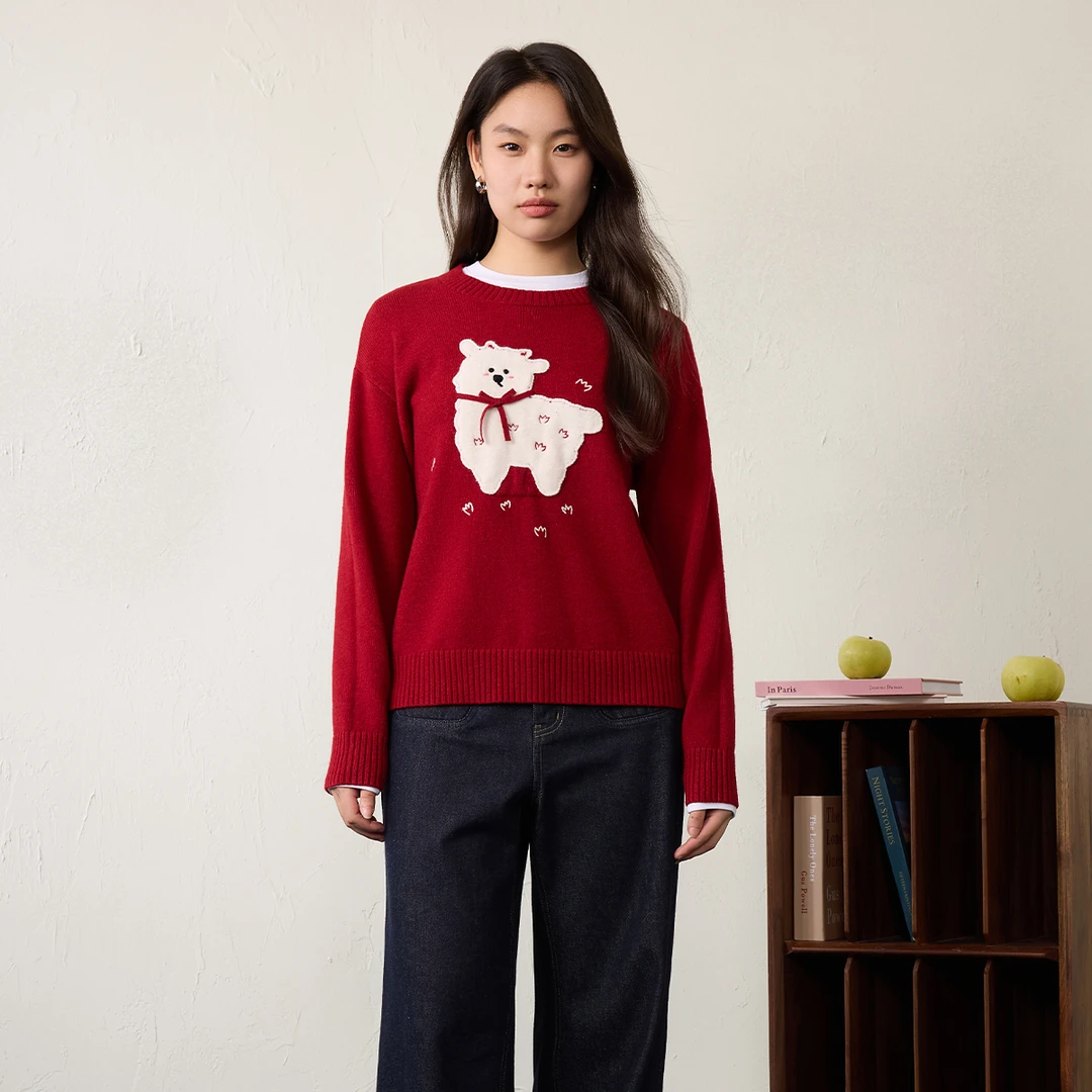 独束微胖大码胖mm针织上衣趣味卡通时尚减龄毛衣25DS81110/81118