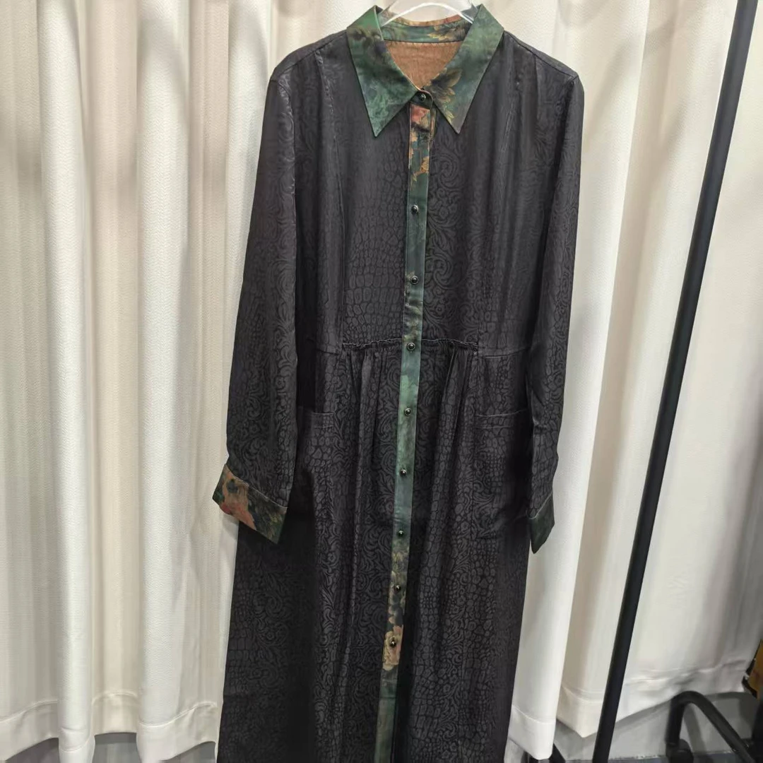 80号 X005咖色香云纱连衣裙