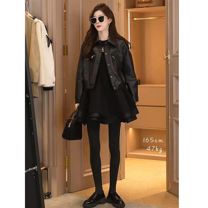 超火早秋穿搭新款套装女2025设计感百搭外套法式时尚连衣裙两件套