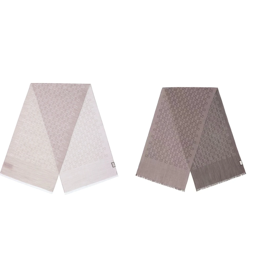 GUCCI/古驰双G图案提花中长款双面流苏围巾情侣款