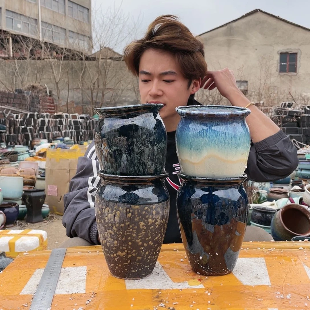 无铅玻璃宜兴紫砂花盆