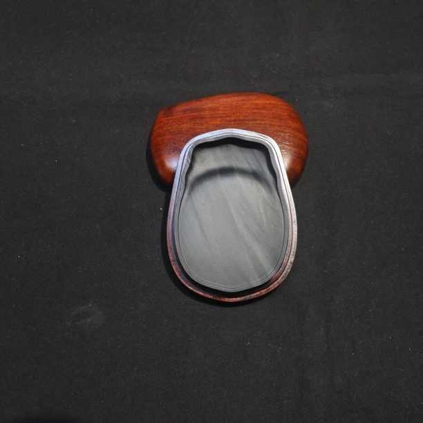 眉纹下坑蝉形实用迷你小歙砚老坑精致砚台9.6×6.8×1cm