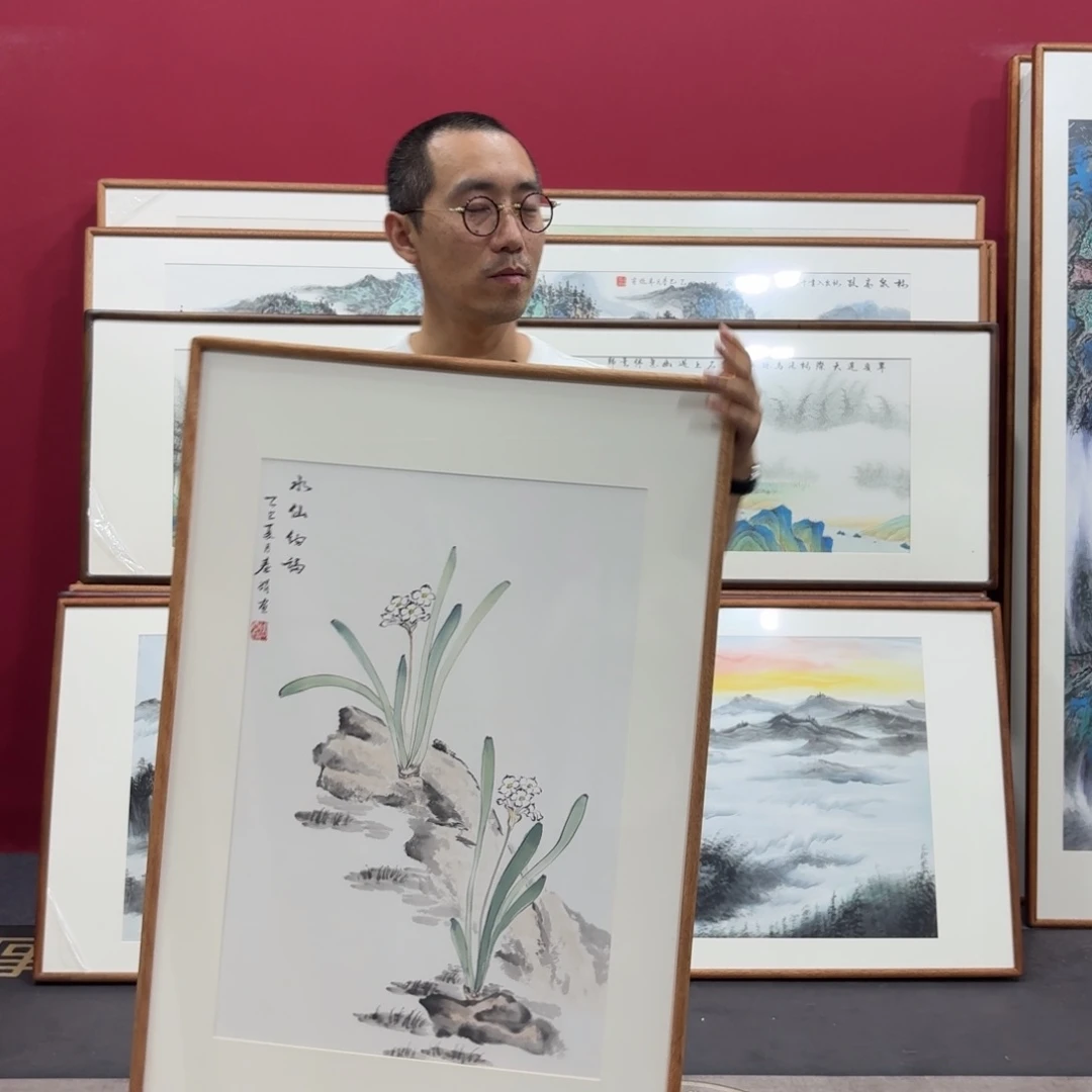 国画带框绘画90/60尺寸