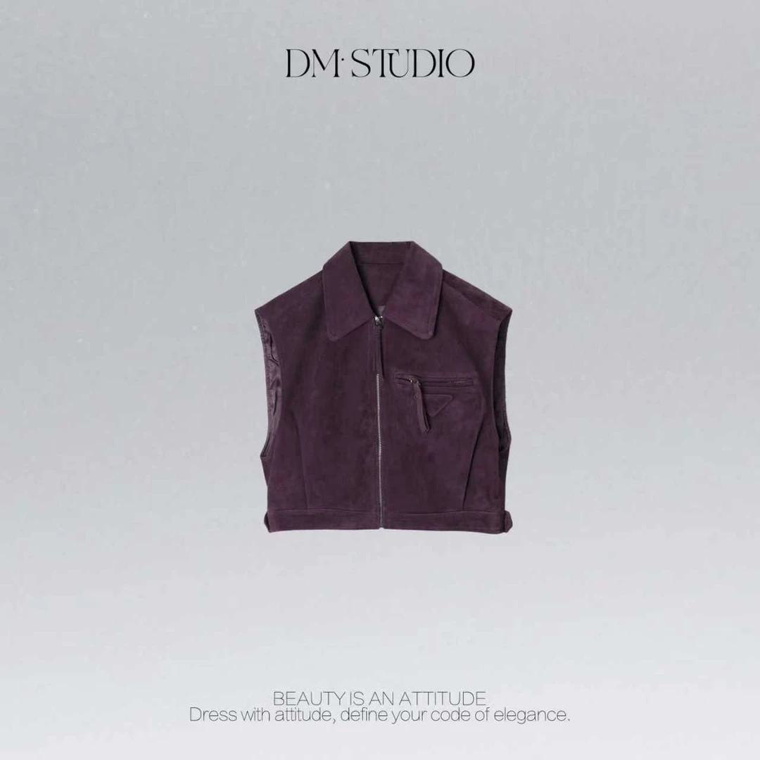 DEDM•STUDIO/气质高级感精致复古拉链款翻领马甲2508MJ/2403015-4