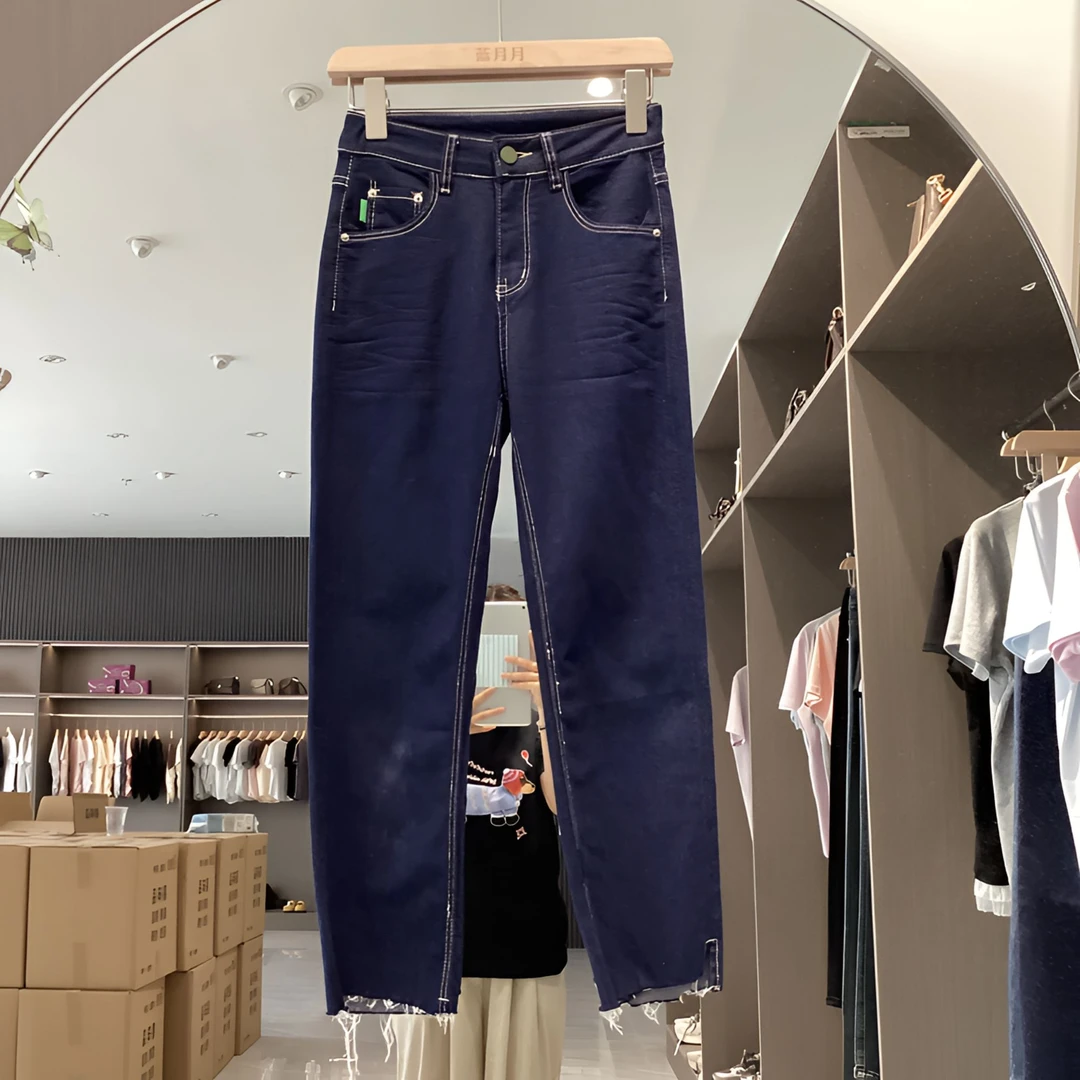 2239瑕疵九分薄款夏季九分小个子女显瘦牛仔裤弹力