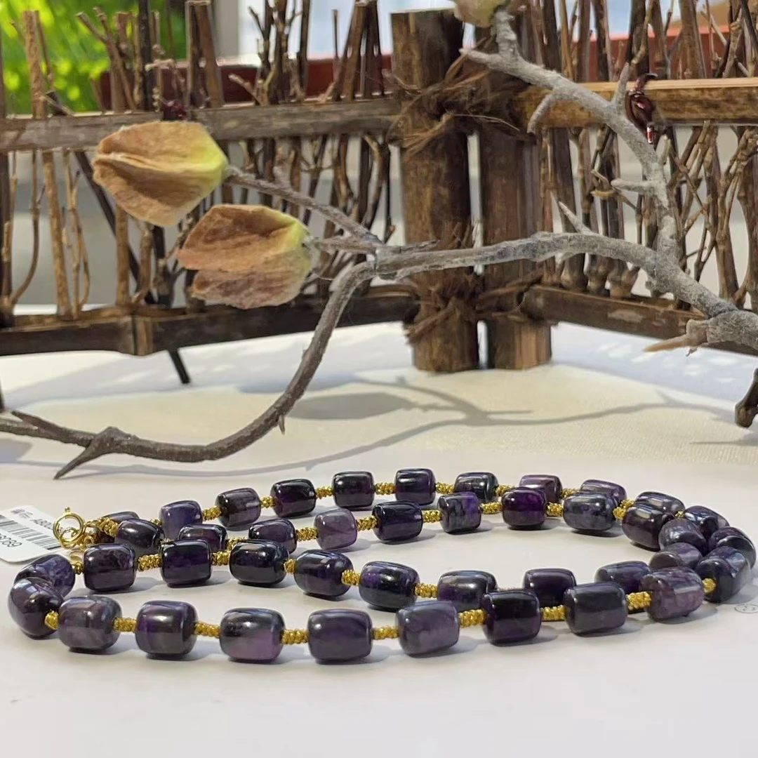 舒俱来泥地皇家紫桶珠项链/18k/45cm/约5.5-6.5MM/AZB6089（星叽）