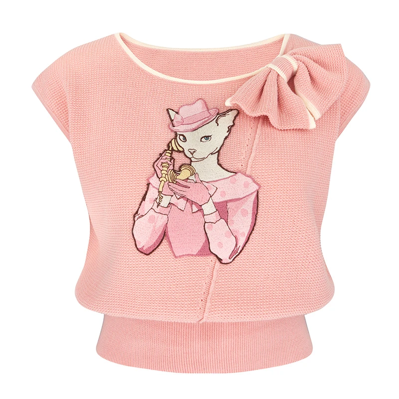 JUNGLE ME夏季宽松针织短袖上衣小飞袖坎肩设计百搭舒适气质款