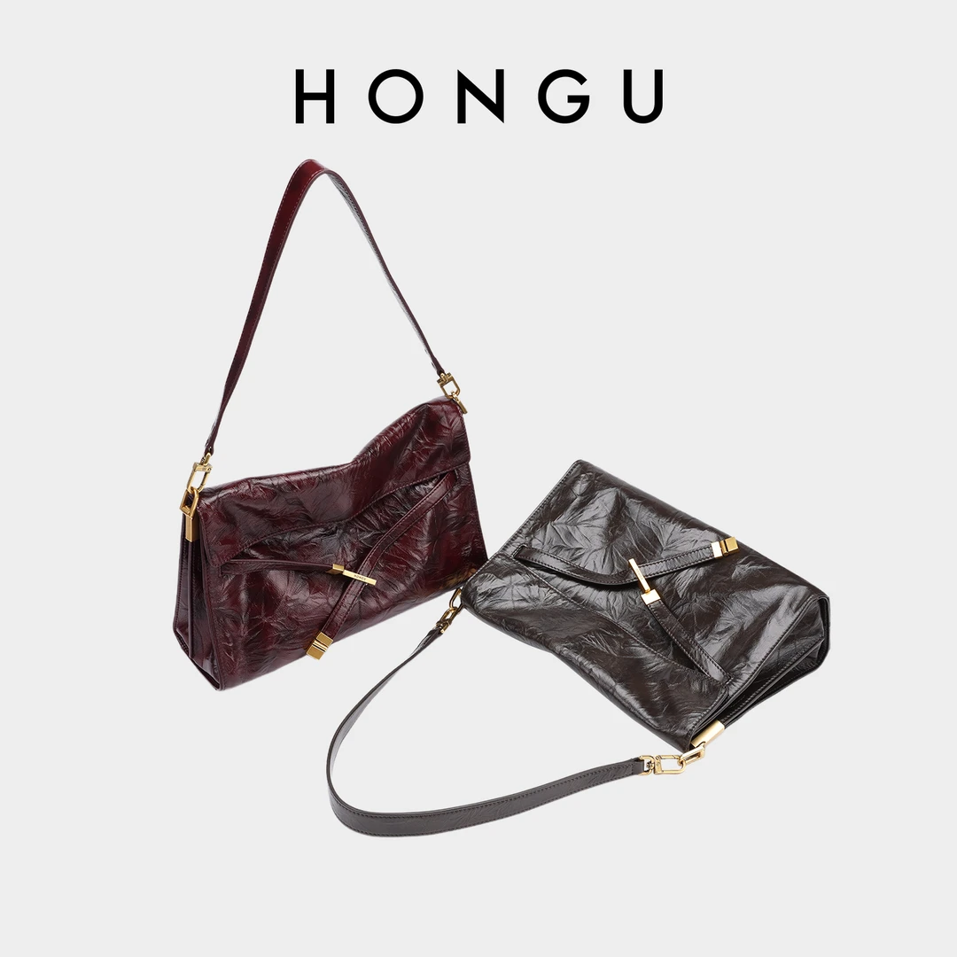 HONGU/红谷托特包纯色拉链单根斜挎包饺子包/心遥（2）