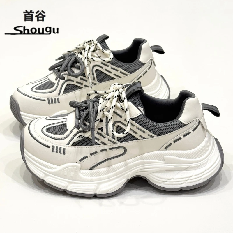 shougu/首谷设计感复古小众潮流老爹鞋女2026新款厚底休闲运动鞋