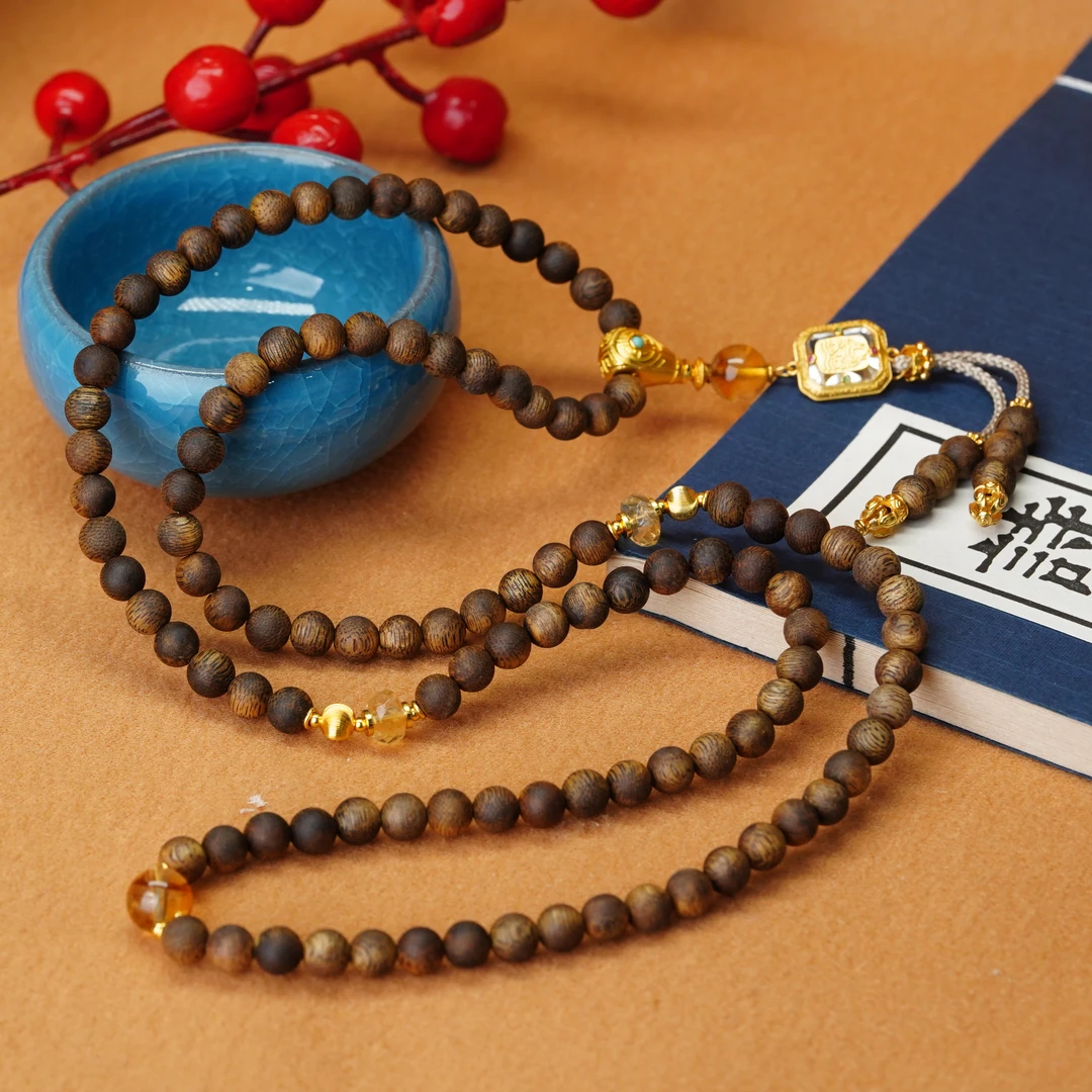 沉香【小北好物】沉香DIY多圈手串2QH81X224【多样性发一】约6mm+带盒