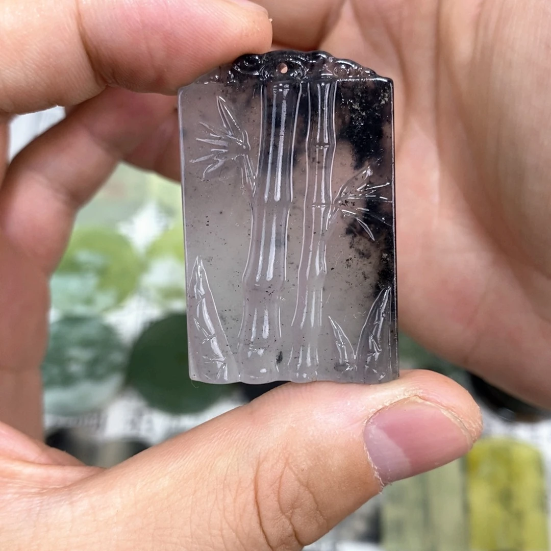 岫玉未镶嵌颈饰岫玉竹牌吊坠