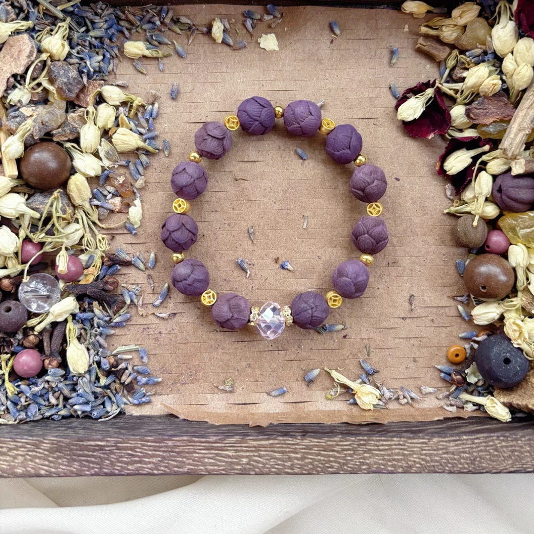 香爻手作【紫气东来】行气静心古法手工合香珠手串中药手串