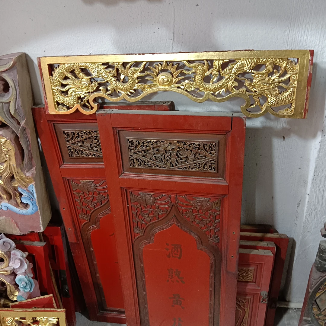 老物件木雕小花板一套