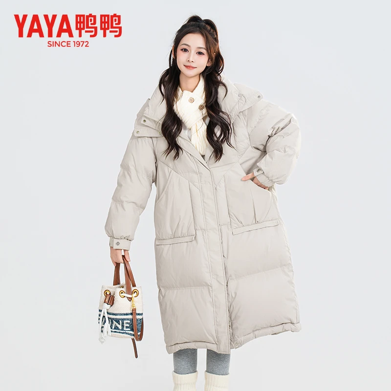 YAYA/鸭鸭中长款90绒防风冬季休闲过膝秋冬加厚女款YE3B604533L