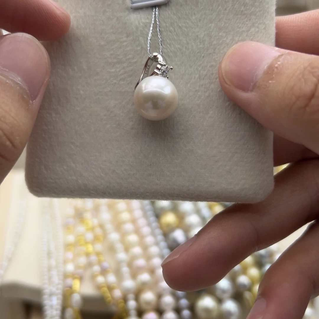 吊坠(不含链)银S925镶嵌淡水珍珠11.4mm淡水万能扣