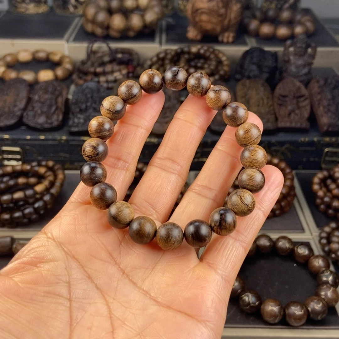 沉香手串天**星越南芽庄白棋玉化留疤