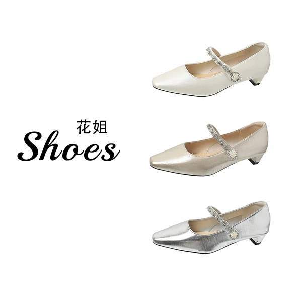 仙女风绝美水钻玛丽珍鞋女2025新款一字扣带时尚单鞋