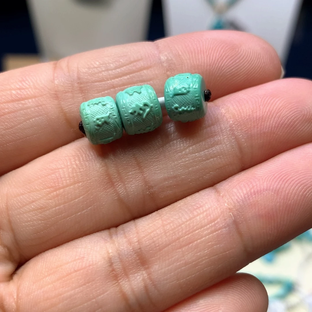 未镶嵌绿松石六字8mm