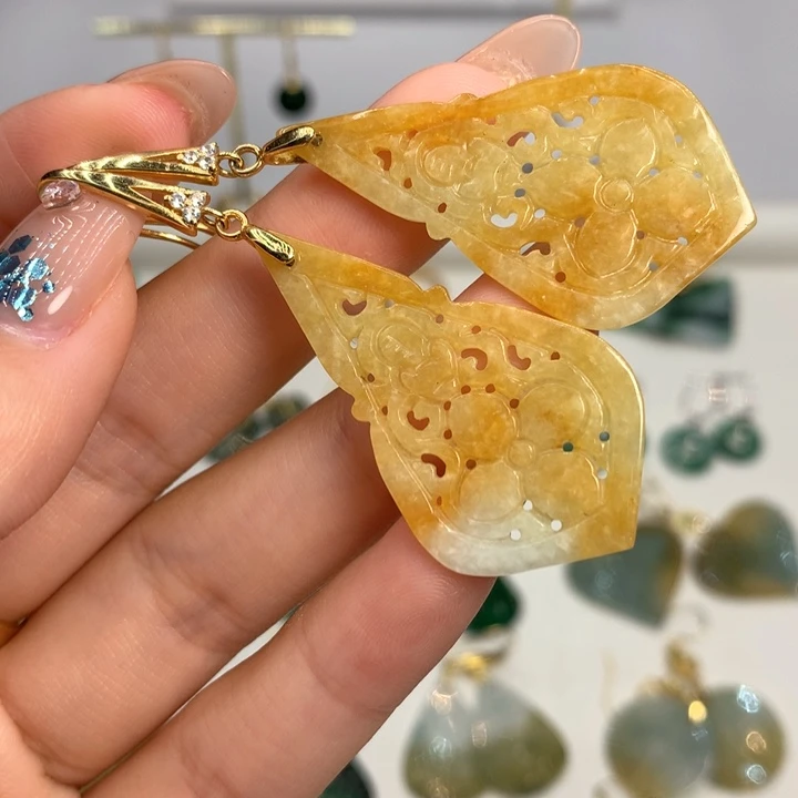 翡翠银S925镶嵌耳饰耳饰