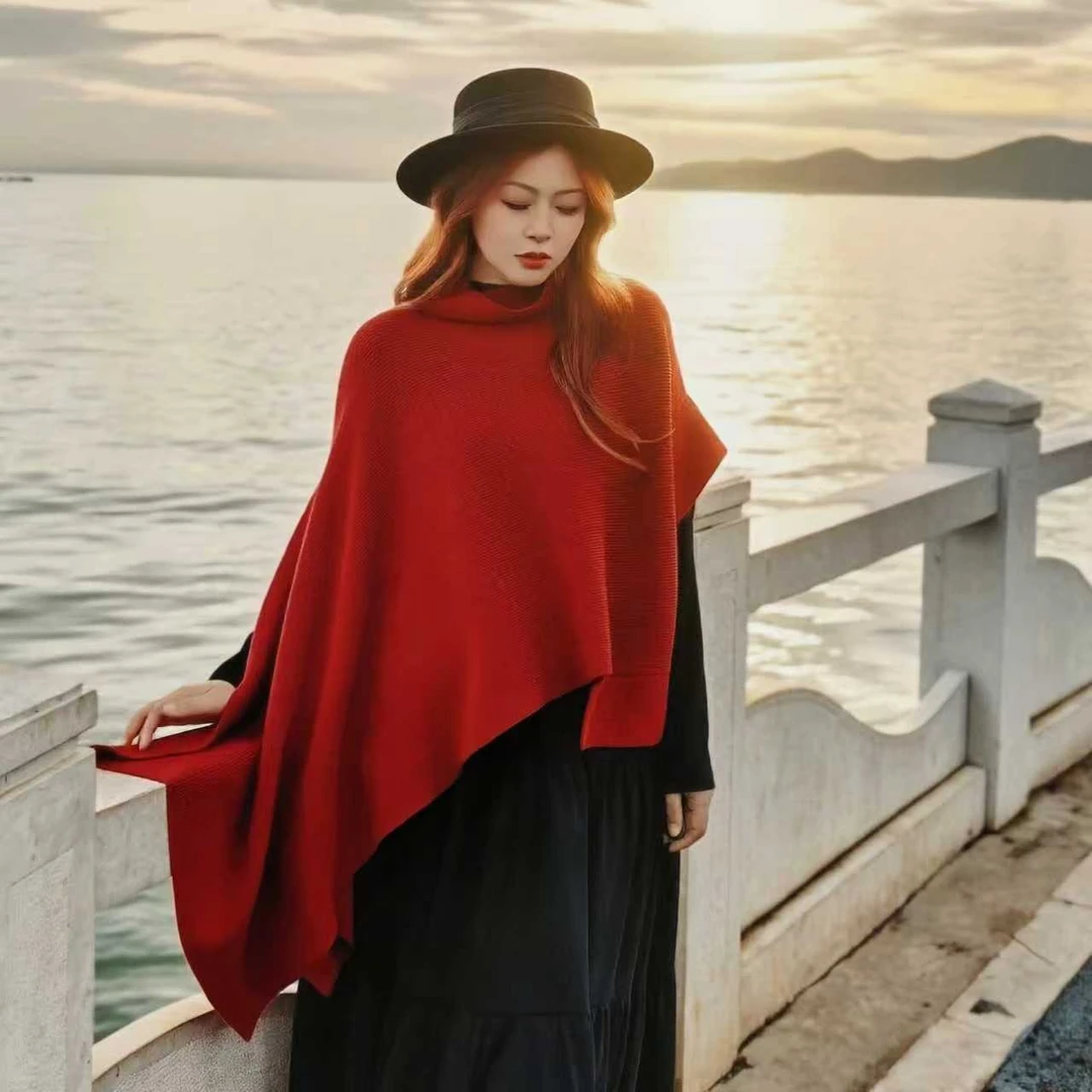 【董艺旅行穿搭】双面女郎·多功能披肩长短两穿秋冬拍照披肩