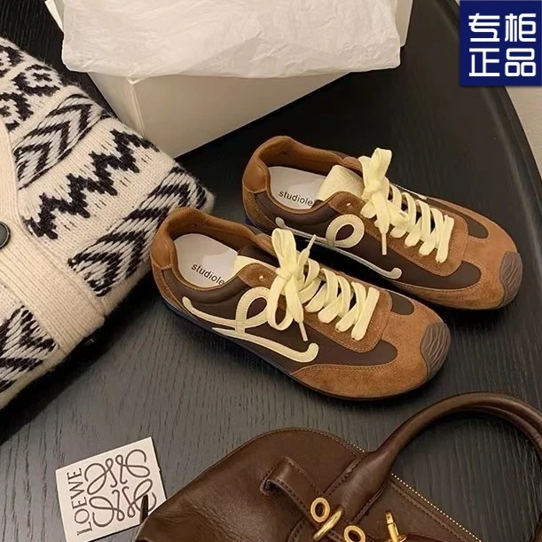 安踏联名部派2025春夏季新款复古系带休闲运动女鞋小白鞋女德训