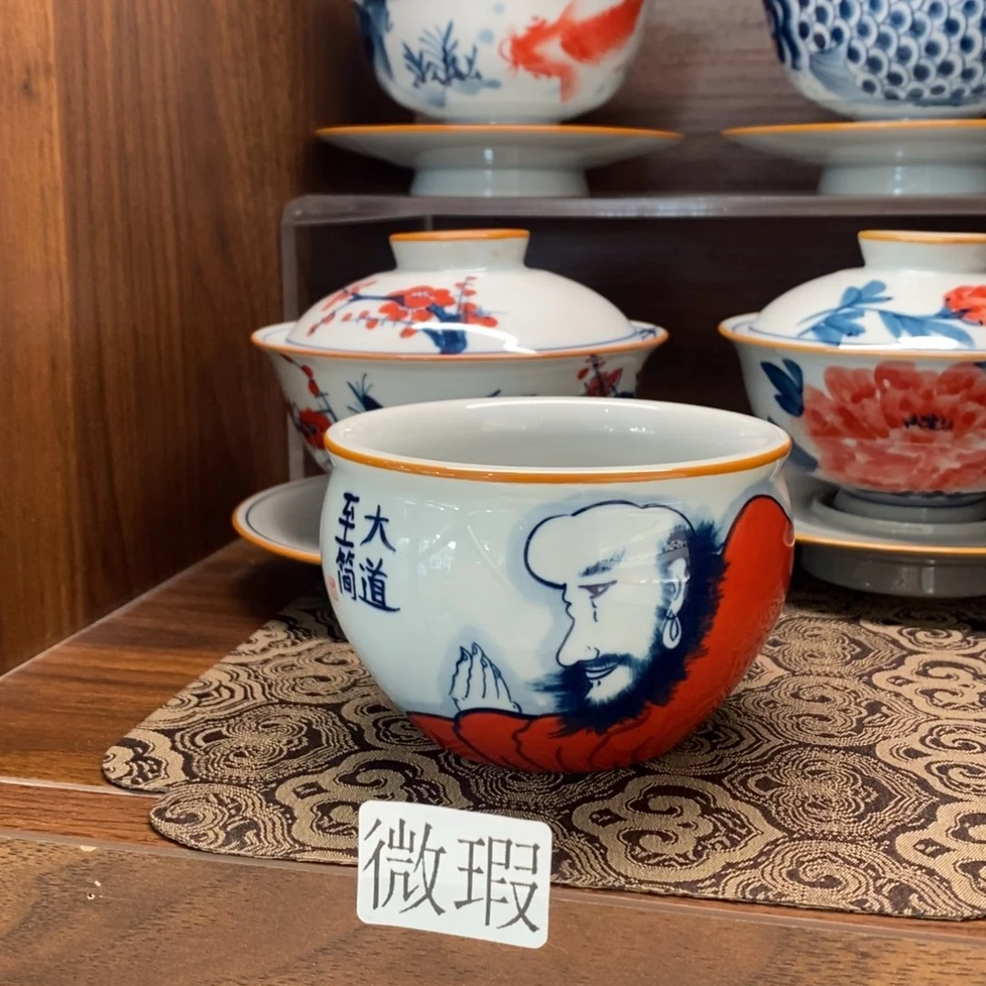 釉下彩老陶泥手工绘制
