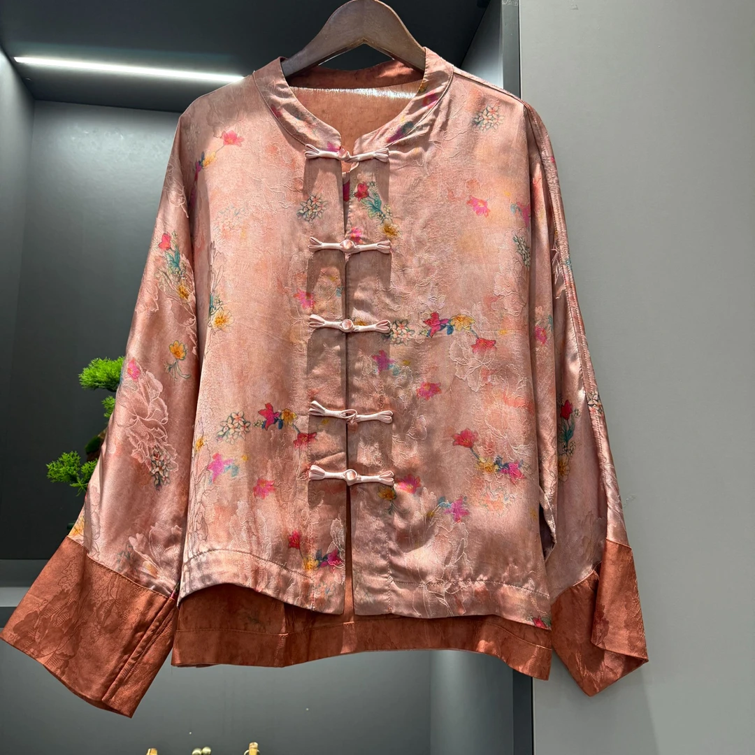 中式开衫复古盘扣传统改良气质兰花春季女装宽松上衣2181