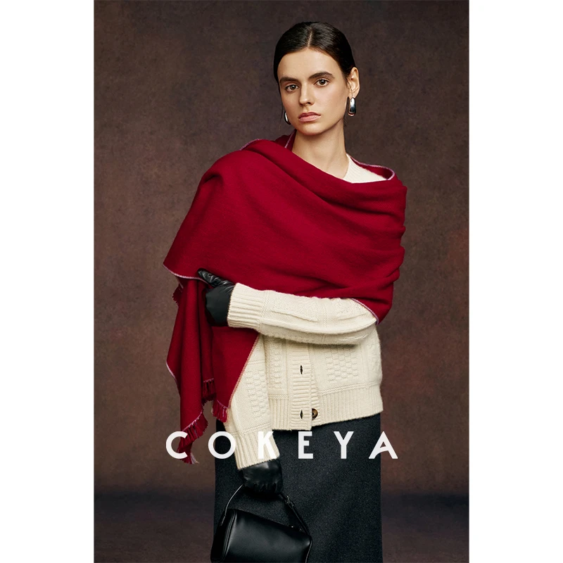 COKEYA/冬日恋歌~~L*P同源内蒙古及细羊绒百搭披肩保暖围巾女冬季